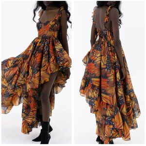 NEW Selkie Legs for Days Monarchy Midi Dress Medium Butterfly
